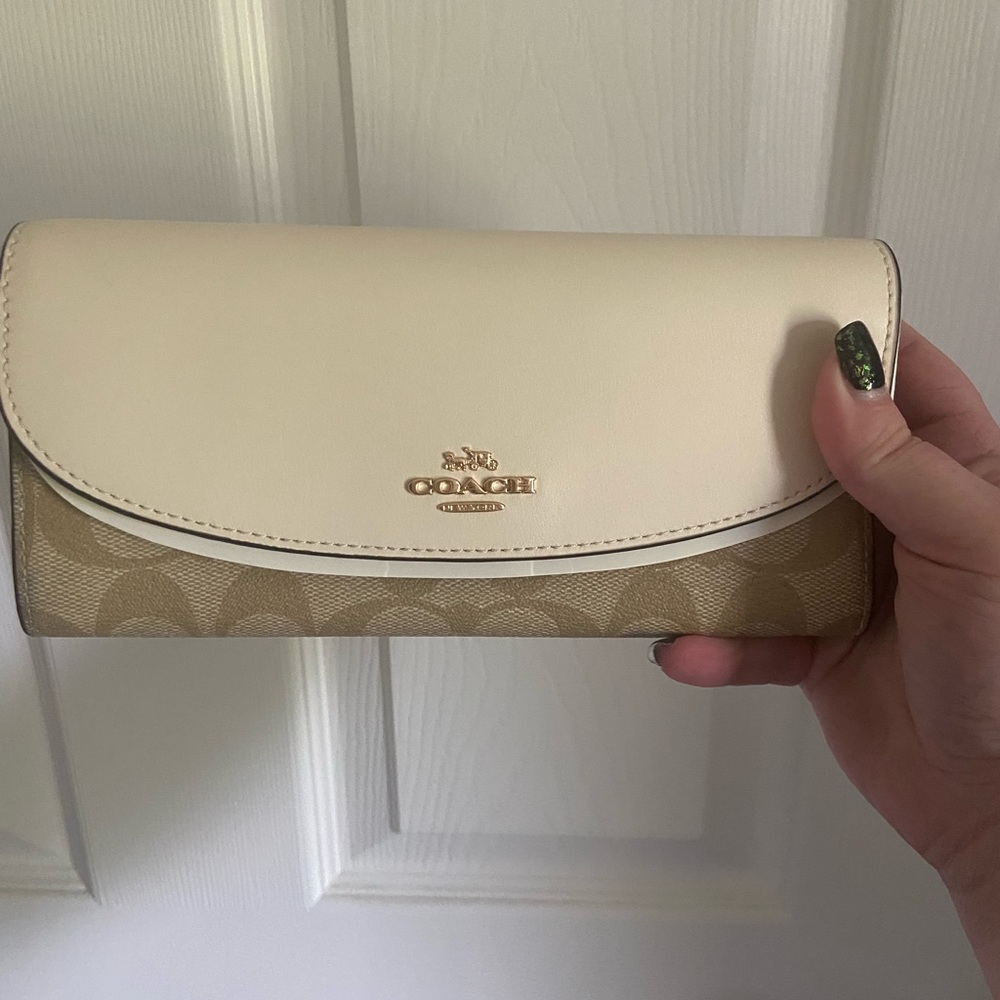 White and Tan Coach wallet